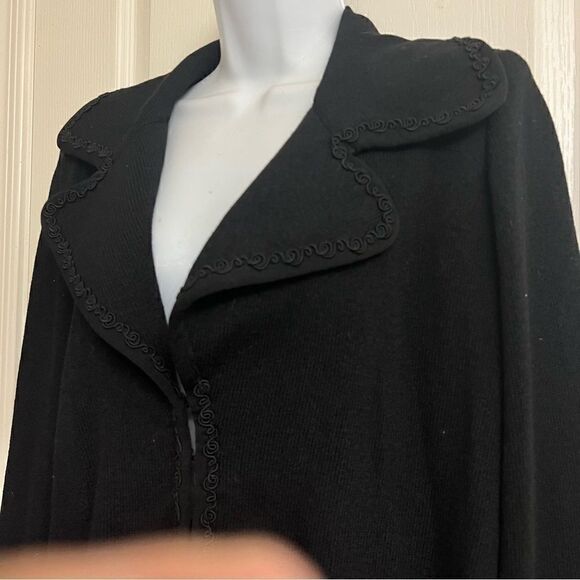 Escada Vintage Black Virgin Wool Evening Jacket French Lace cuffs Sz 44 Large - Picture 7 of 12